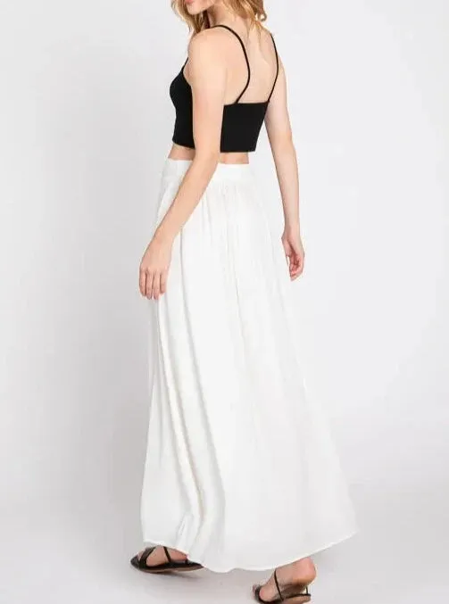 Mamma Mia Center Slit Maxi Skirt in White