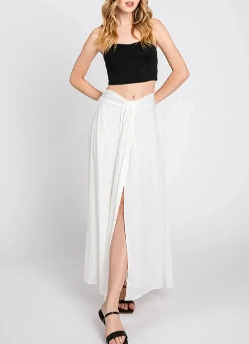 Mamma Mia Center Slit Maxi Skirt in White