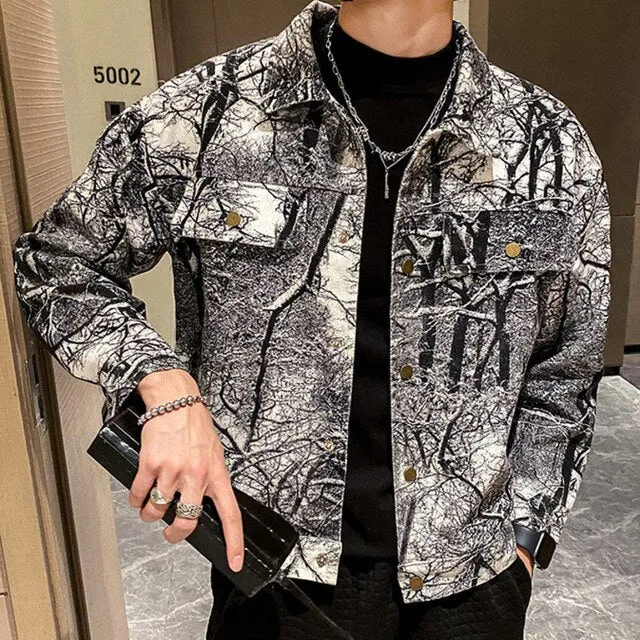 Marble Printed Denim jacket