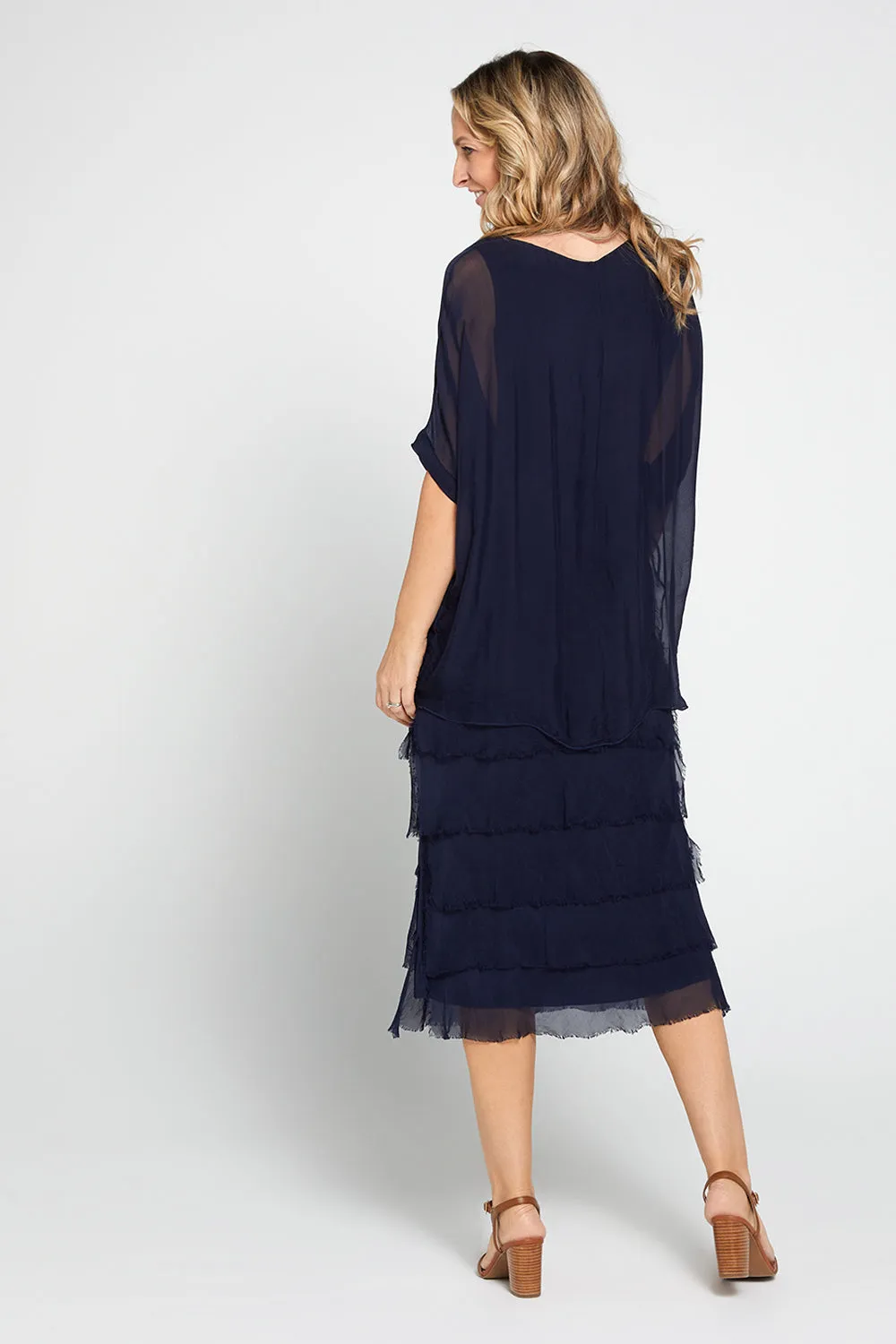 Margo Silk Dress - Navy