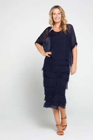 Margo Silk Dress - Navy