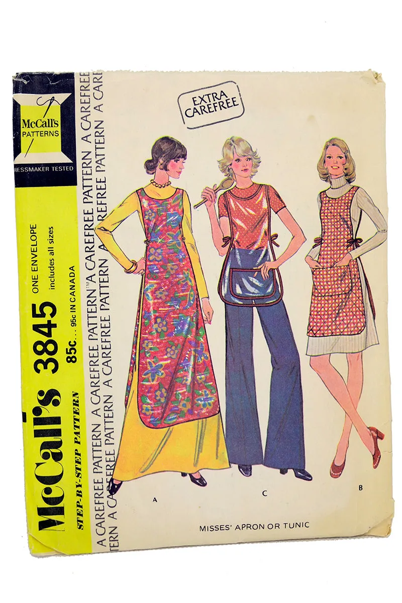 McCalls 3845 Vintage 1973 Apron Smock Tunic Sewing Pattern