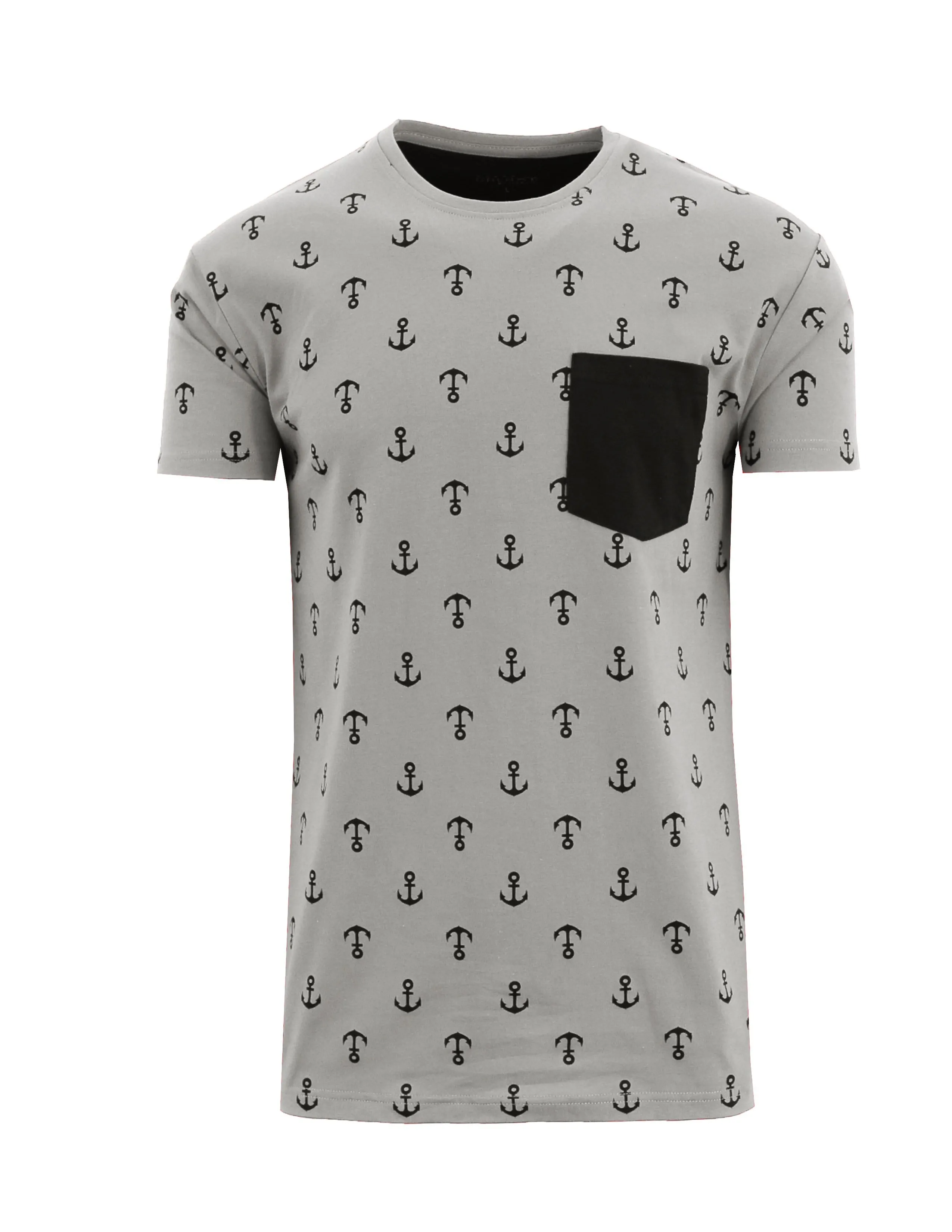 Men's Anchor Printed Tee with Chest Pocket