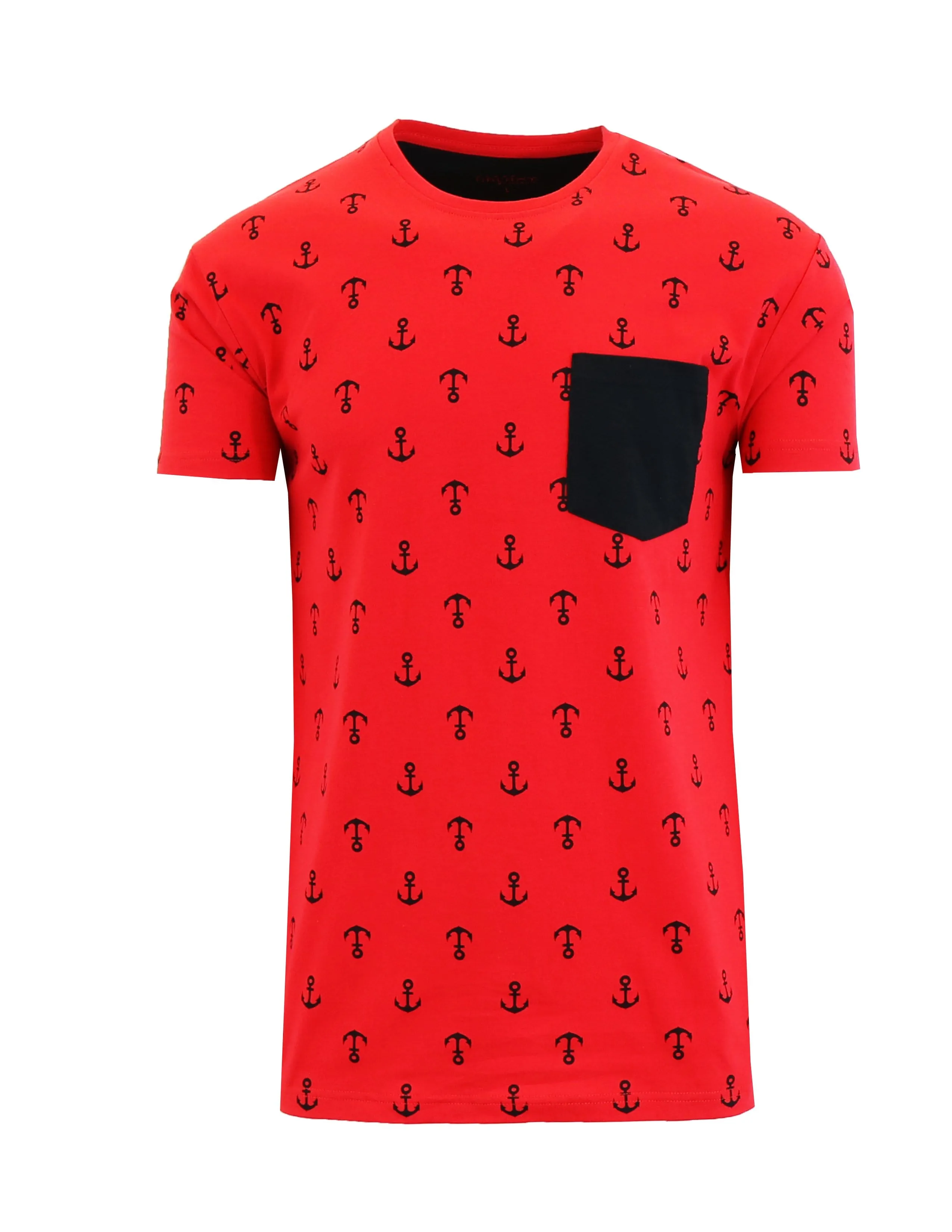 Men's Anchor Printed Tee with Chest Pocket