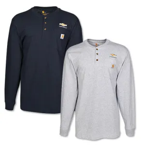 Mens Chevrolet Gold Bowtie Carhartt Long Sleeve Henley Shirt