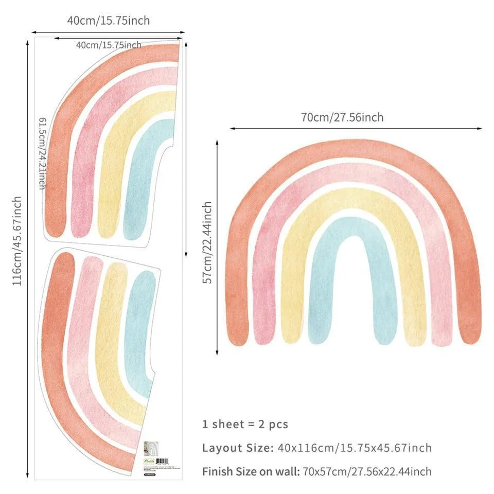 Multicoloured Rainbow Removable Wall Stickers