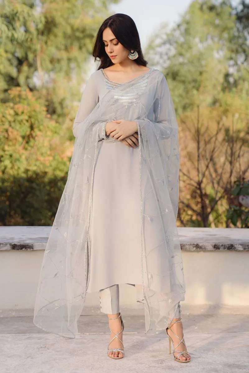 Natasha Kamal - Dawn - Stone Grey - Georgette - 3 Piece