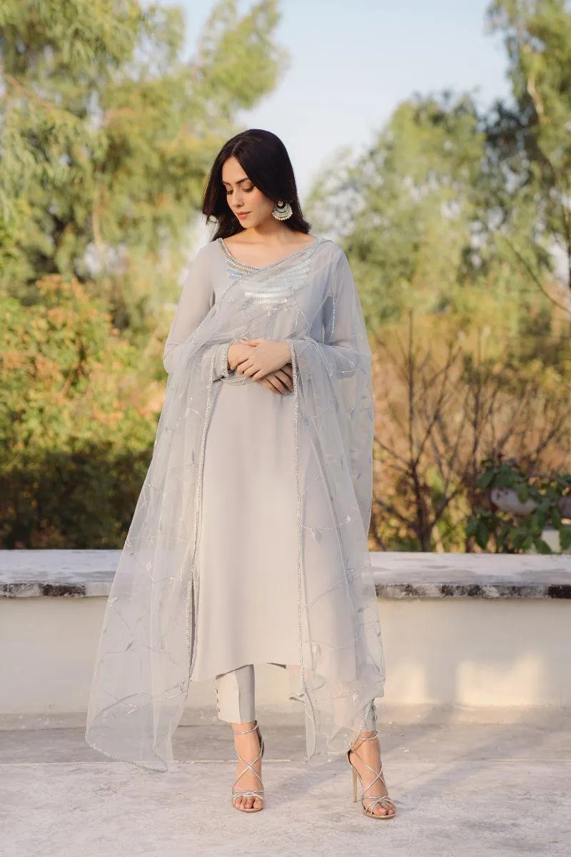 Natasha Kamal - Dawn - Stone Grey - Georgette - 3 Piece