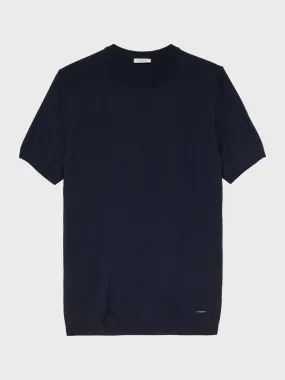 NAVY CASHMERE SILK T-SHIRT