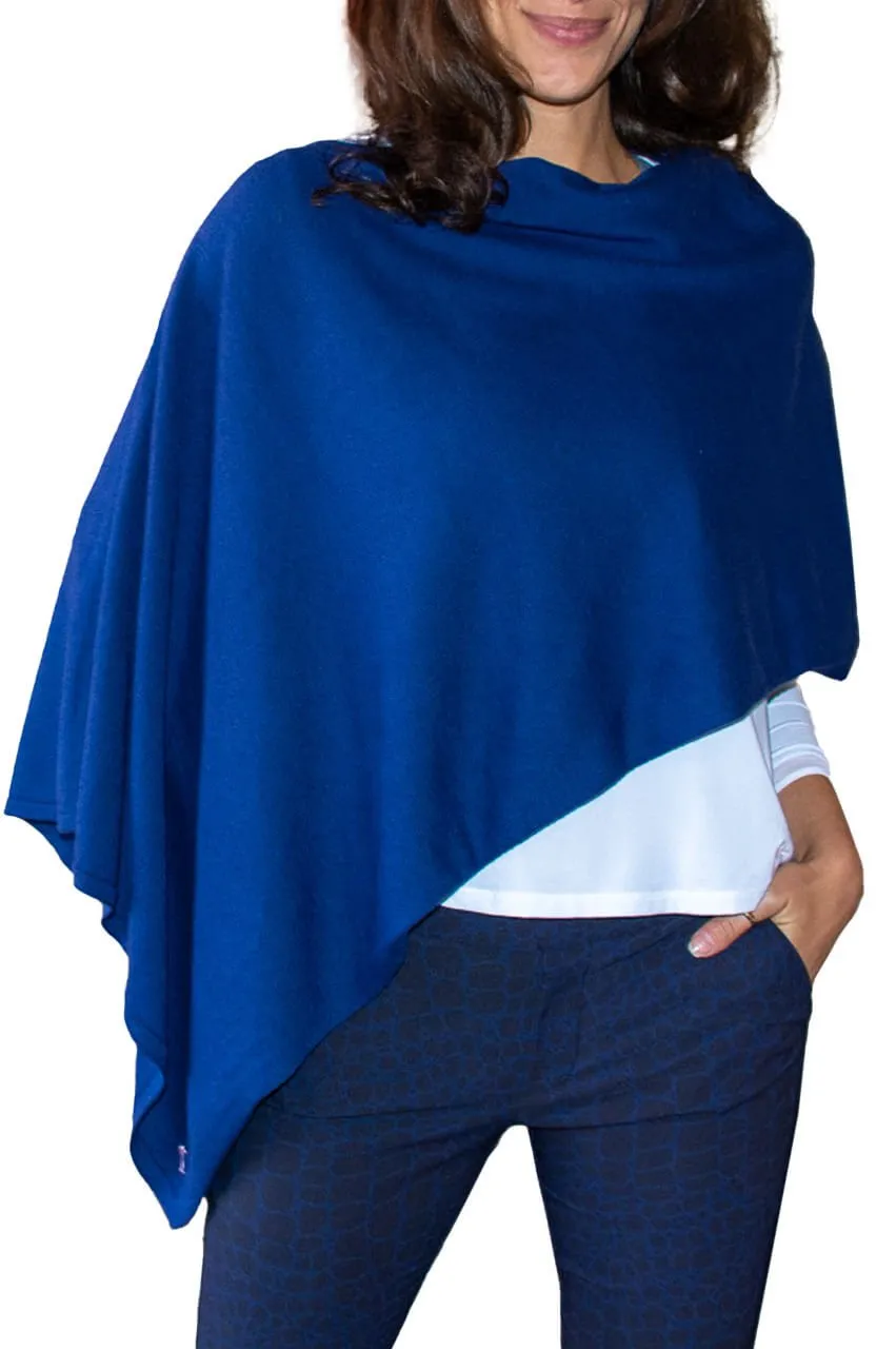 Navy Cotton Cashmere Poncho