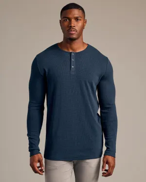 Navy Tall Waffle Long Sleeve Henley