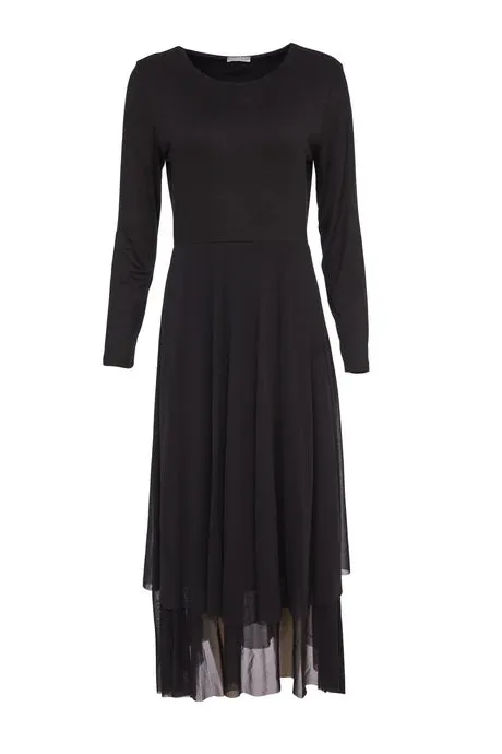 Naya Black Dress With Mesh Skirt