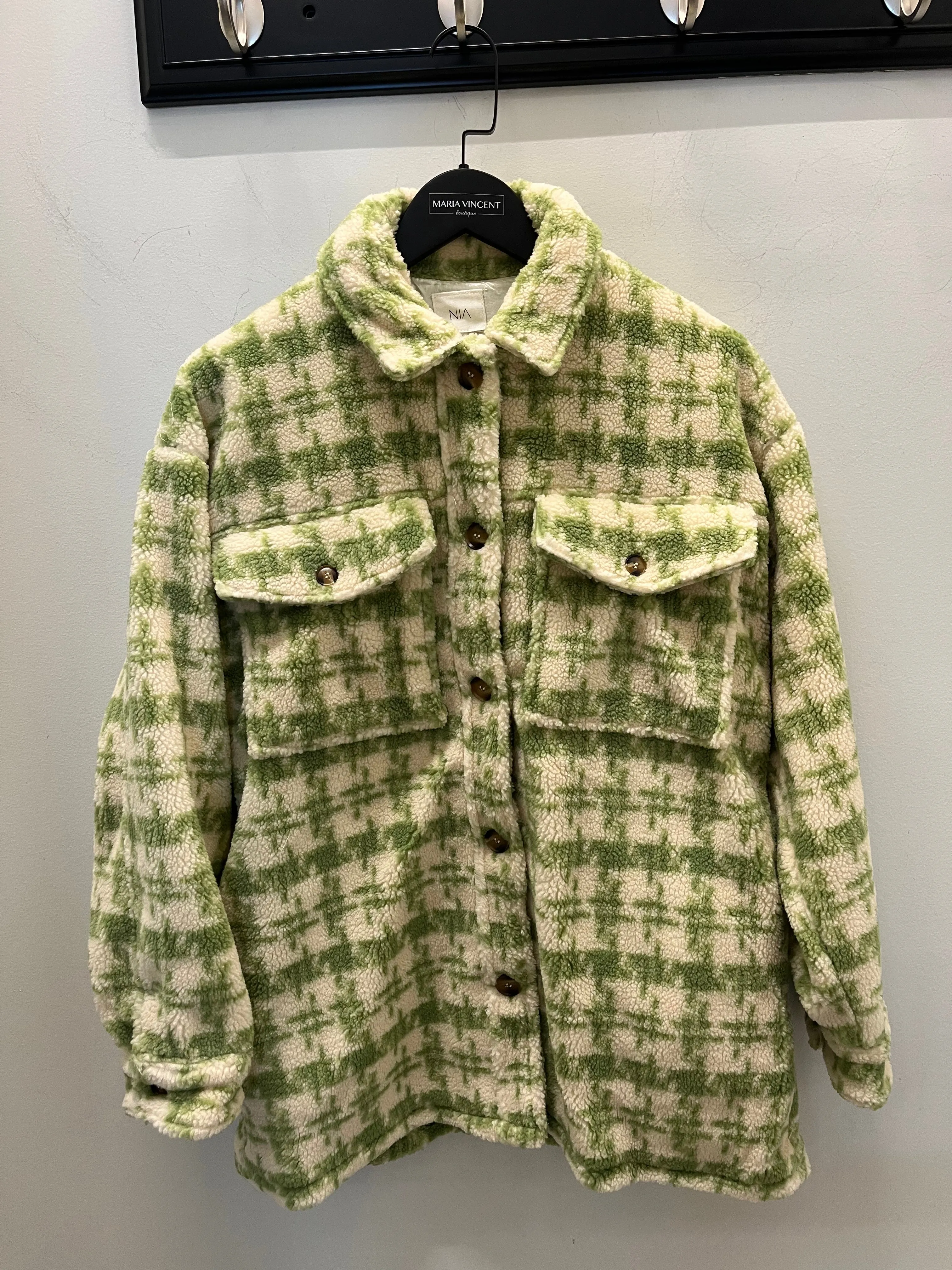 NIA Oversized Matcha Green Teddy Fleece Shacket