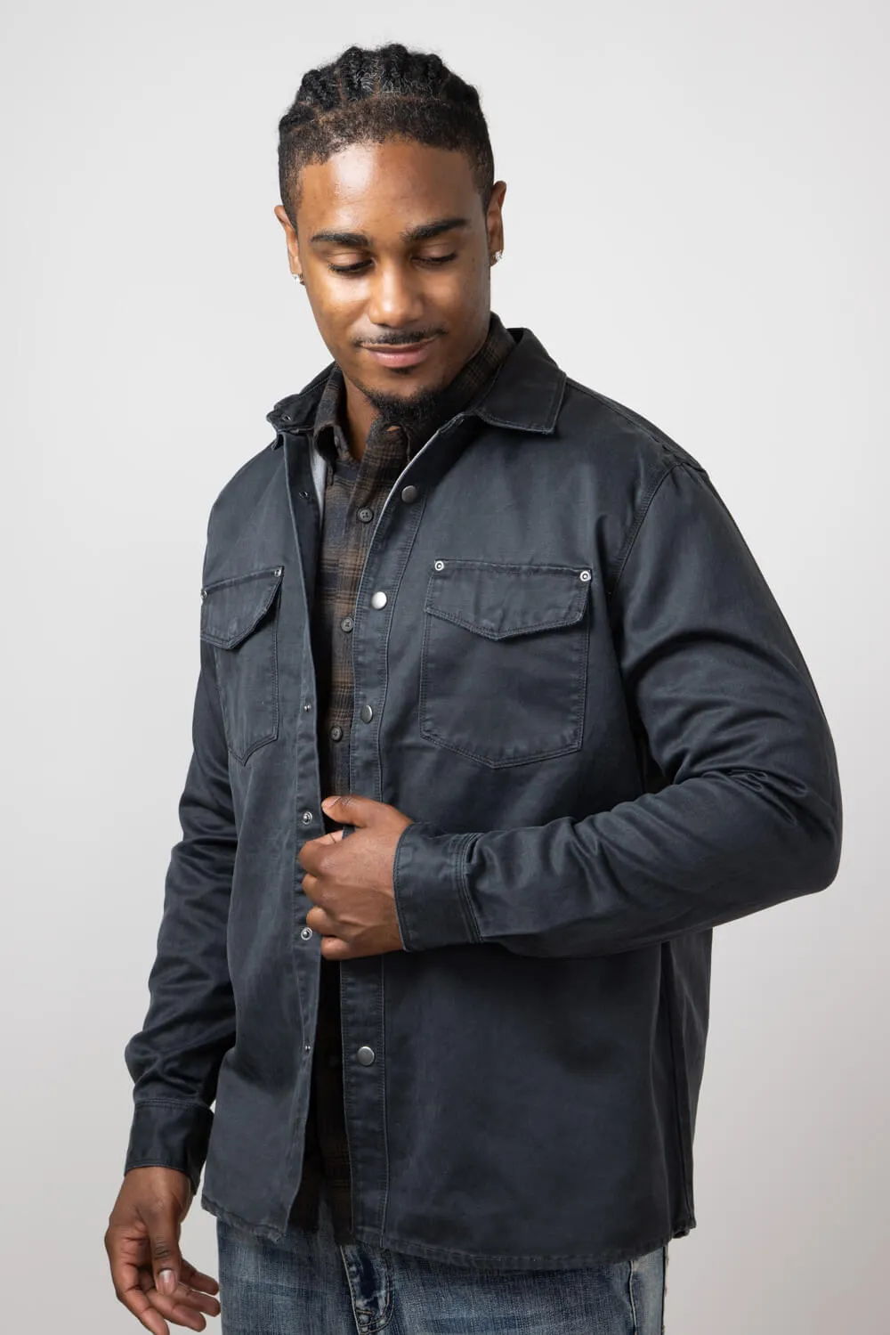 North River Suede Cotton Shirt Jacket for Men in Gun Metal | NRM8033-GUN