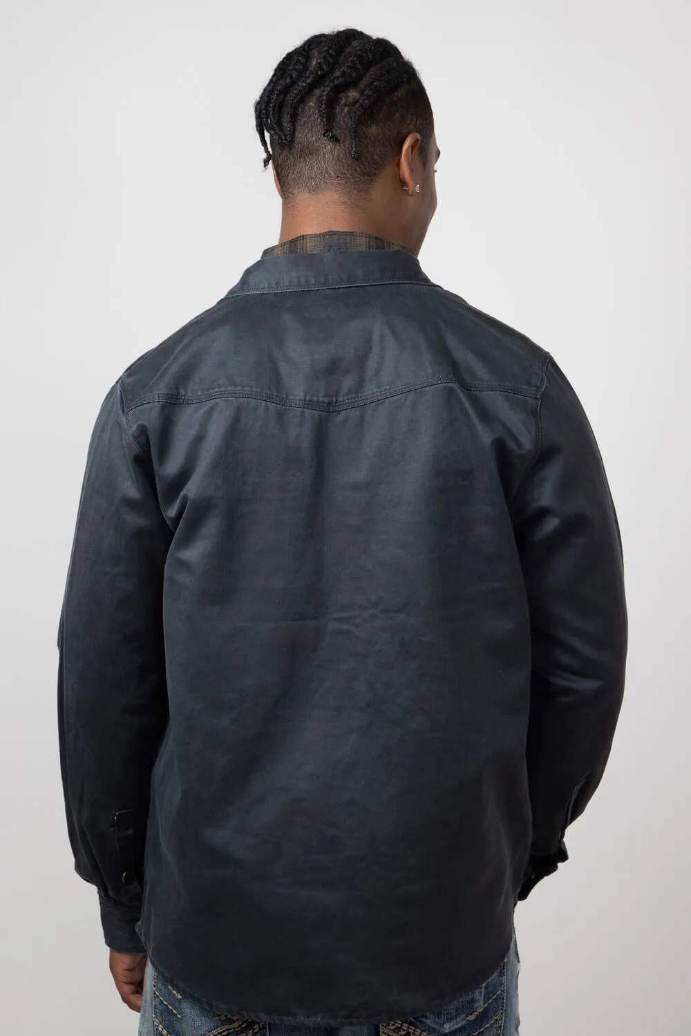 North River Suede Cotton Shirt Jacket for Men in Gun Metal | NRM8033-GUN