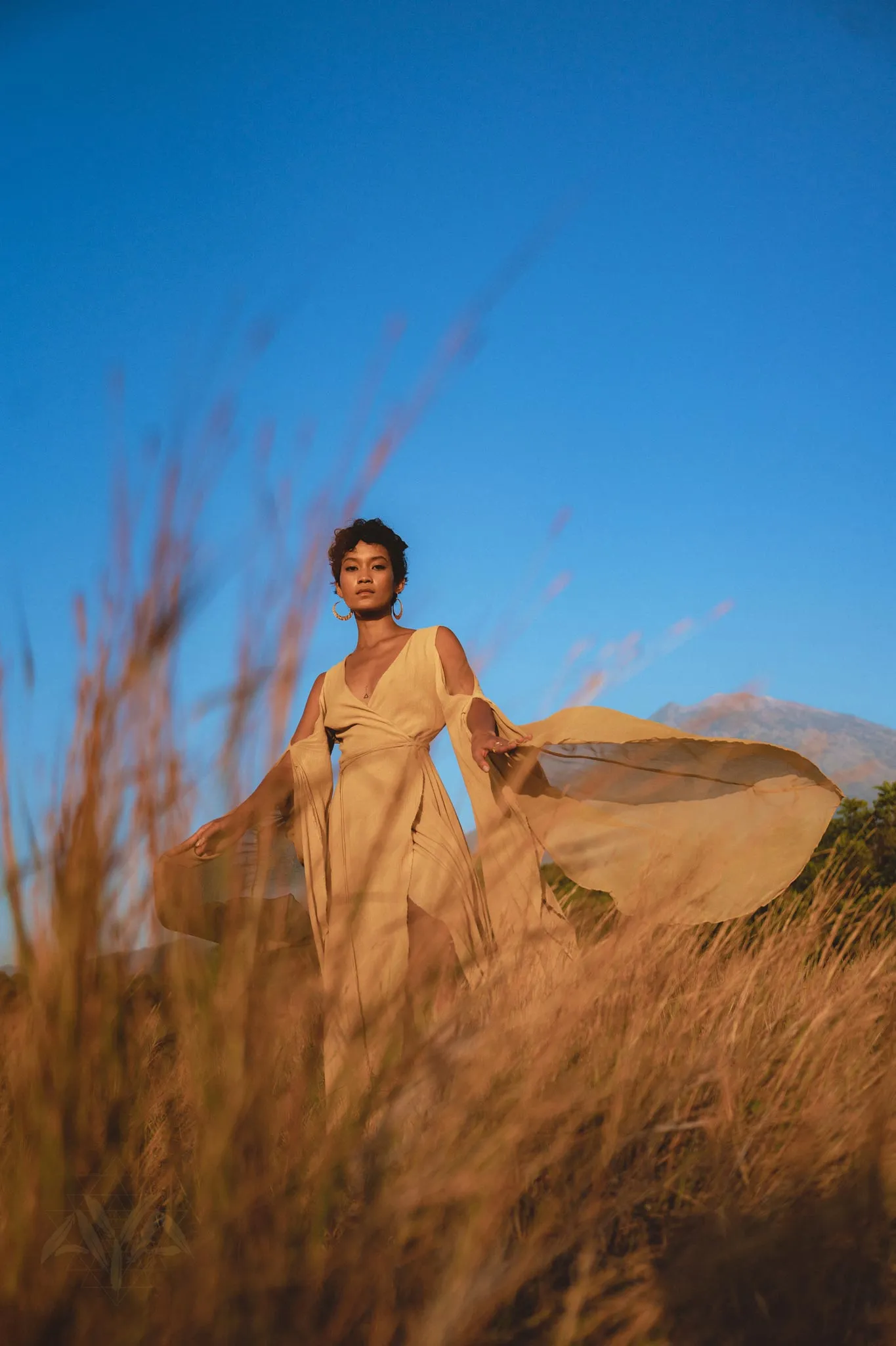 Ochre Makosh Goddess Dress • Fairy Wings Dress • Light Cotton Formal Dress