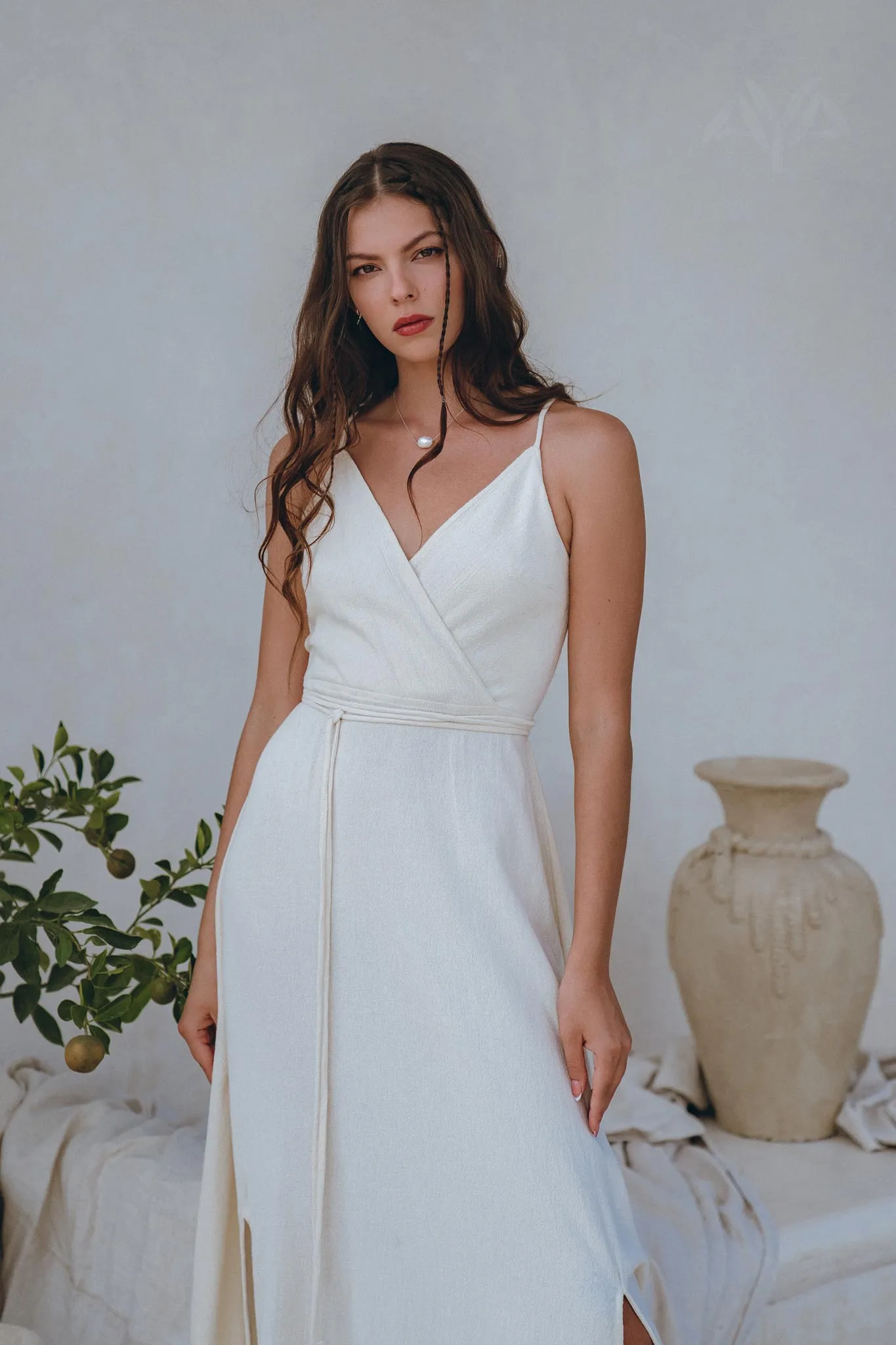 Off-White Simple Boho Wedding Dress