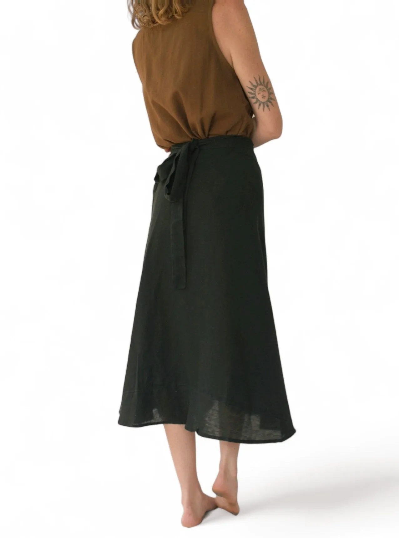 Organic Cotton Black Wrap Skirt