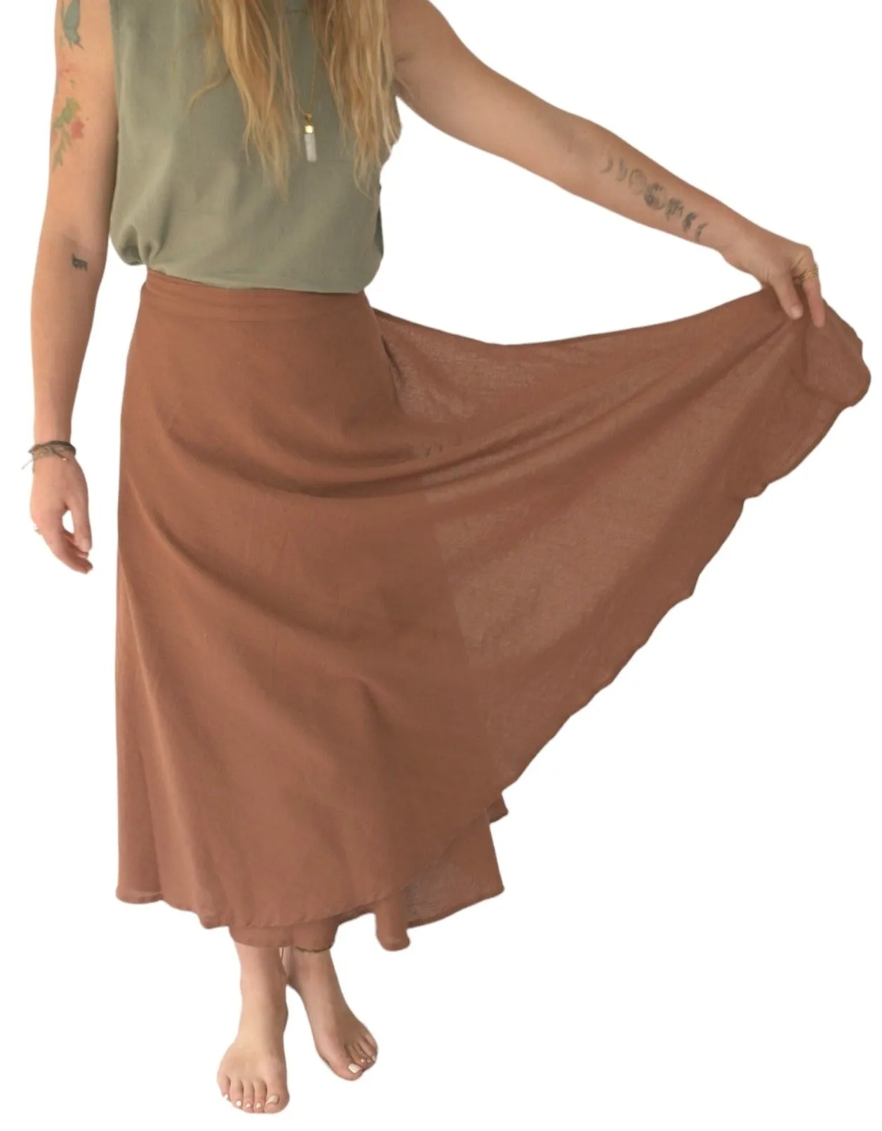 Organic Cotton Terracotta Wrap Skirt