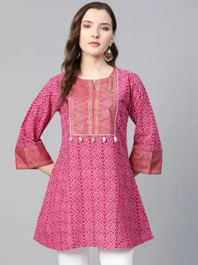 Pink & White Bandhej Print Tunic