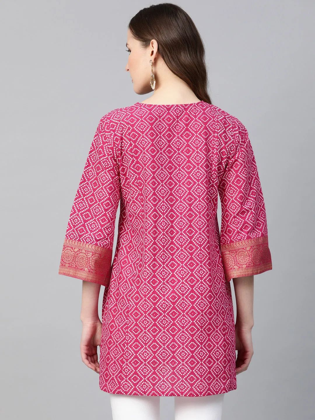 Pink & White Bandhej Print Tunic