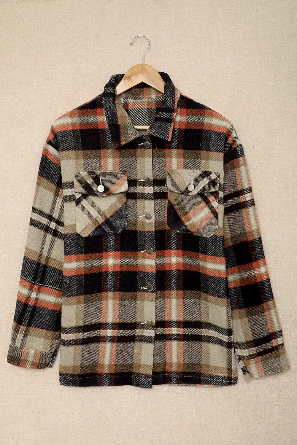 Plaid Button Front Pocketed Shacket