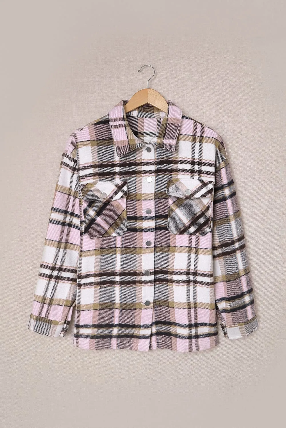 Plaid Button Front Pocketed Shacket