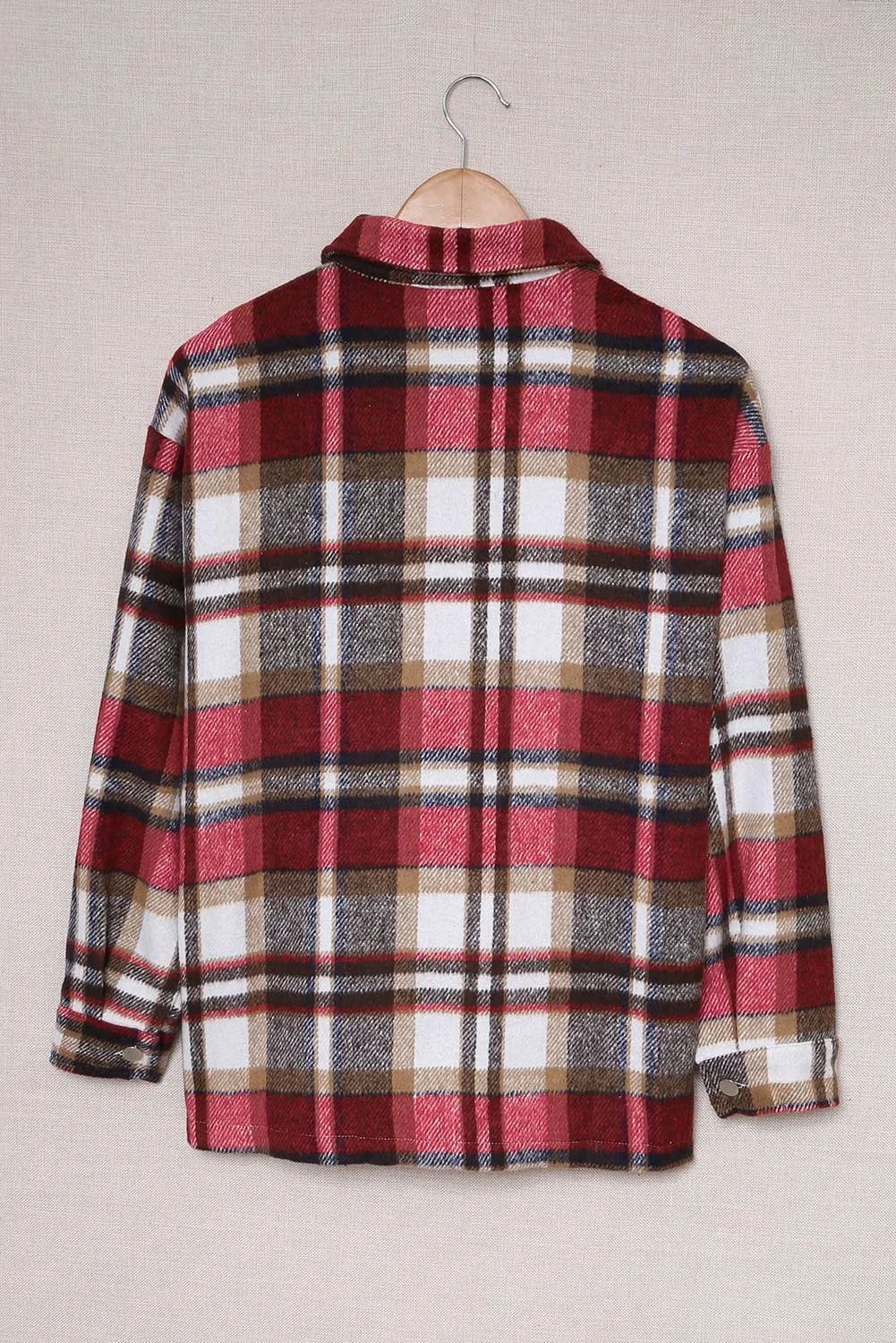 Plaid Button Front Pocketed Shacket