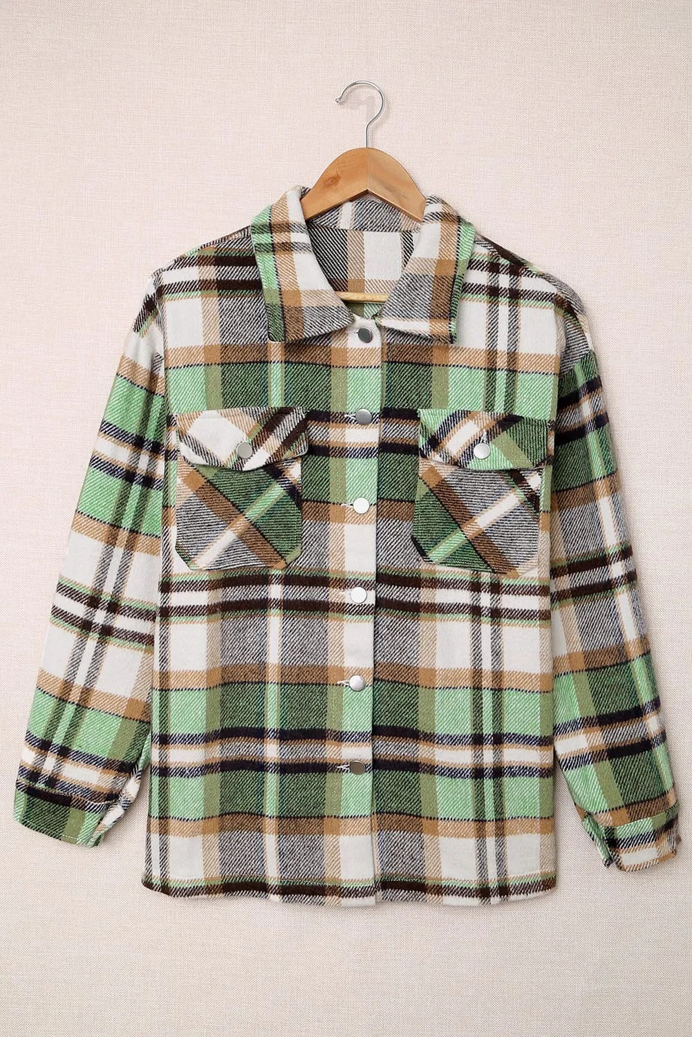 Plaid Button Front Pocketed Shacket