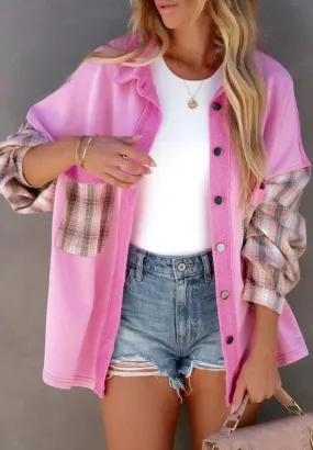 Plaid Button Up Shacket with Chest Pockets