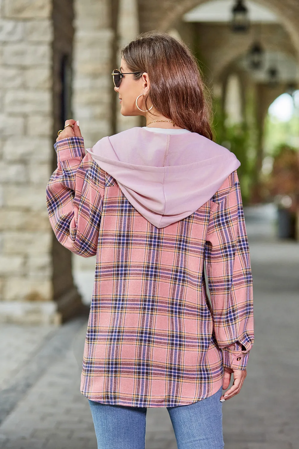 Plaid Long Sleeve Flannel Hooded Shacket - 5 colors