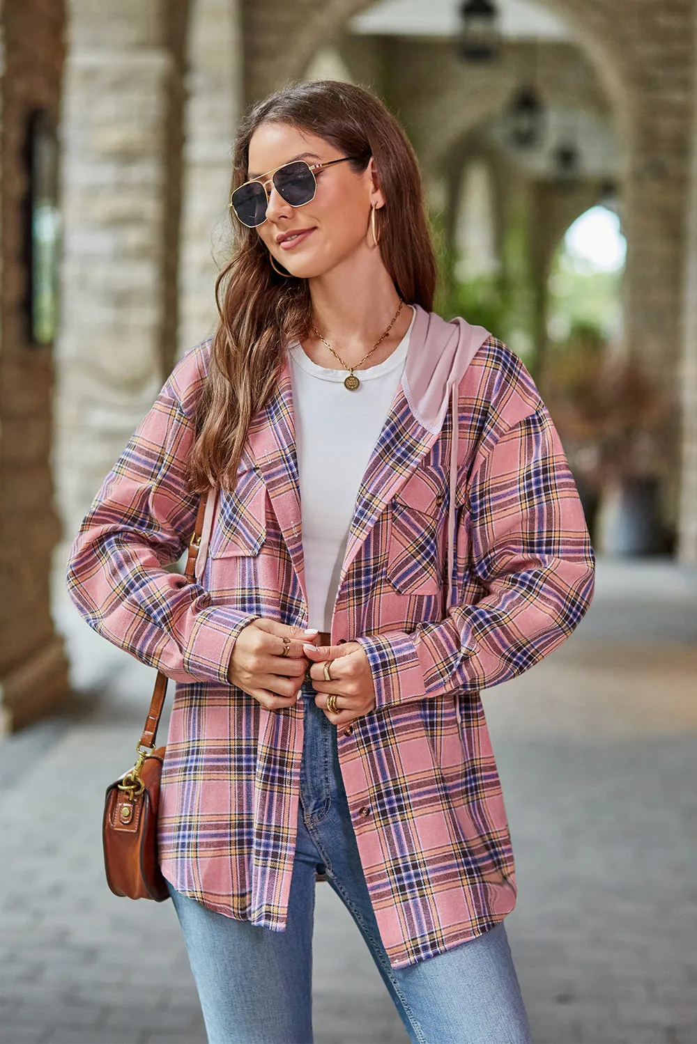 Plaid Long Sleeve Flannel Hooded Shacket - 5 colors