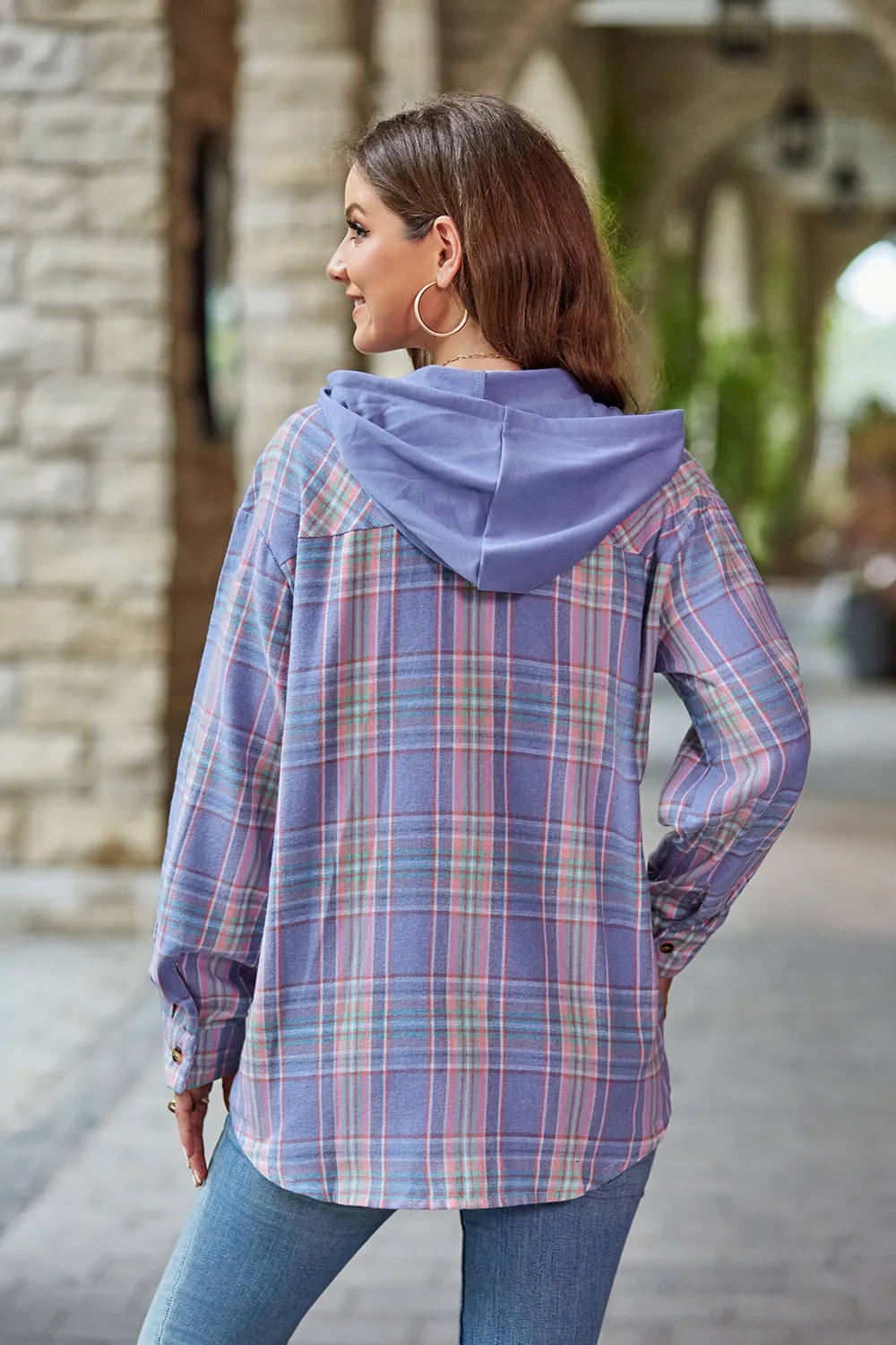 Plaid Long Sleeve Flannel Hooded Shacket - 5 colors