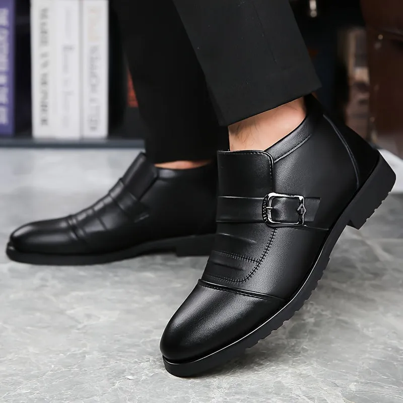 Plus Size Mens Stylish Durable Ankle Boots - Luxurious Plush Lining, Slip-Resistant, Versatile Casual Business Shoes - Ideal for Cold Weather Outdoor Adventures, Winter Season - Designed for Fashion-Conscious Men