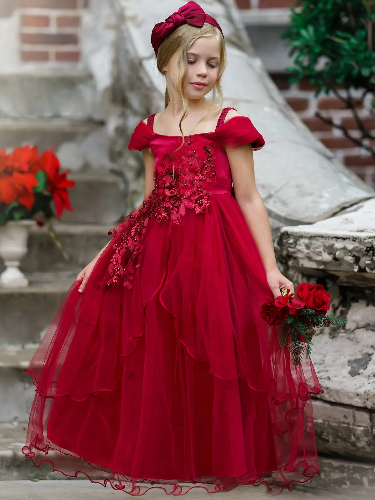 Poinsettia Princess Tulle Holiday Gown