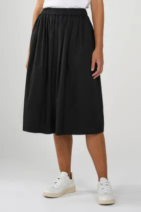 Poplin Elastic Waist Black Skirt