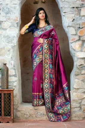 Purple Patola Weaving Silk Festival Wear Saree