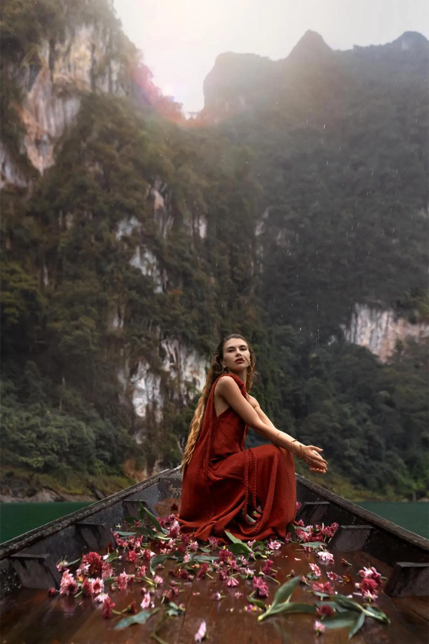 Red Aurora Greek Goddess Dress • Boho Macrame Dress • Boho Sustainable Dress