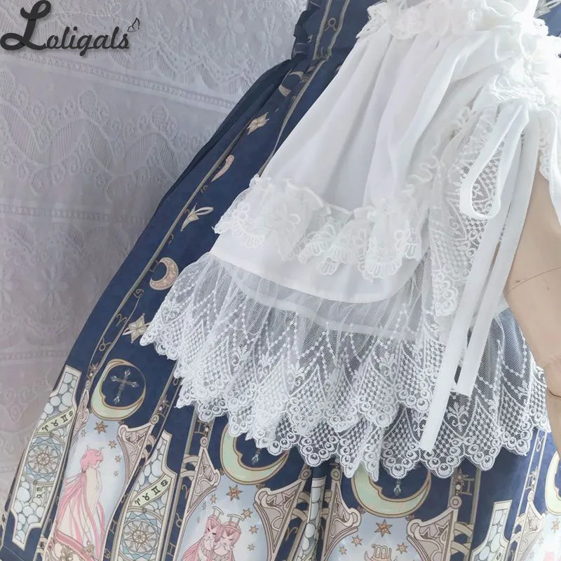 Retro Style Women's White Blouse Vintage Victorian Bell Sleeve Lolita Shirt by Yiliya