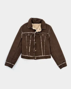 Roberto Cavalli Brown Distressed Sherpa Jacket 1990's