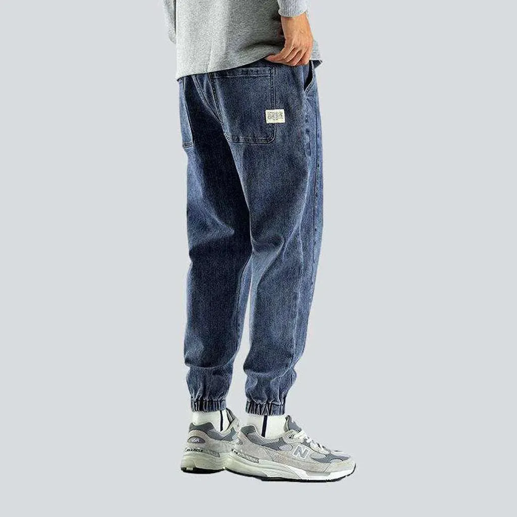 Rubber hem casual men's jean pants