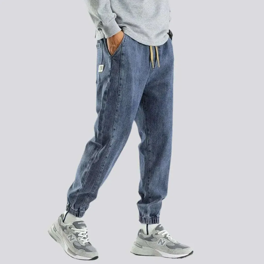 Rubber hem casual men's jean pants