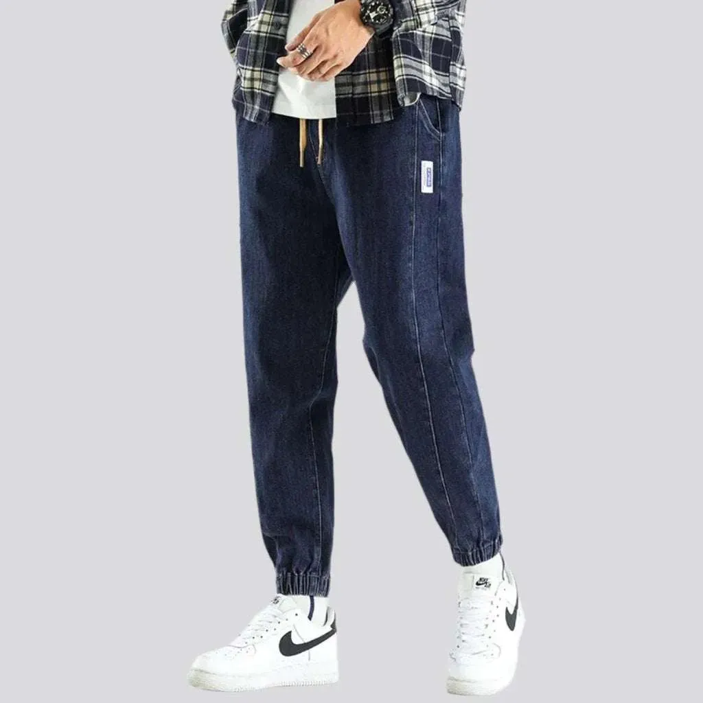 Rubber hem casual men's jean pants