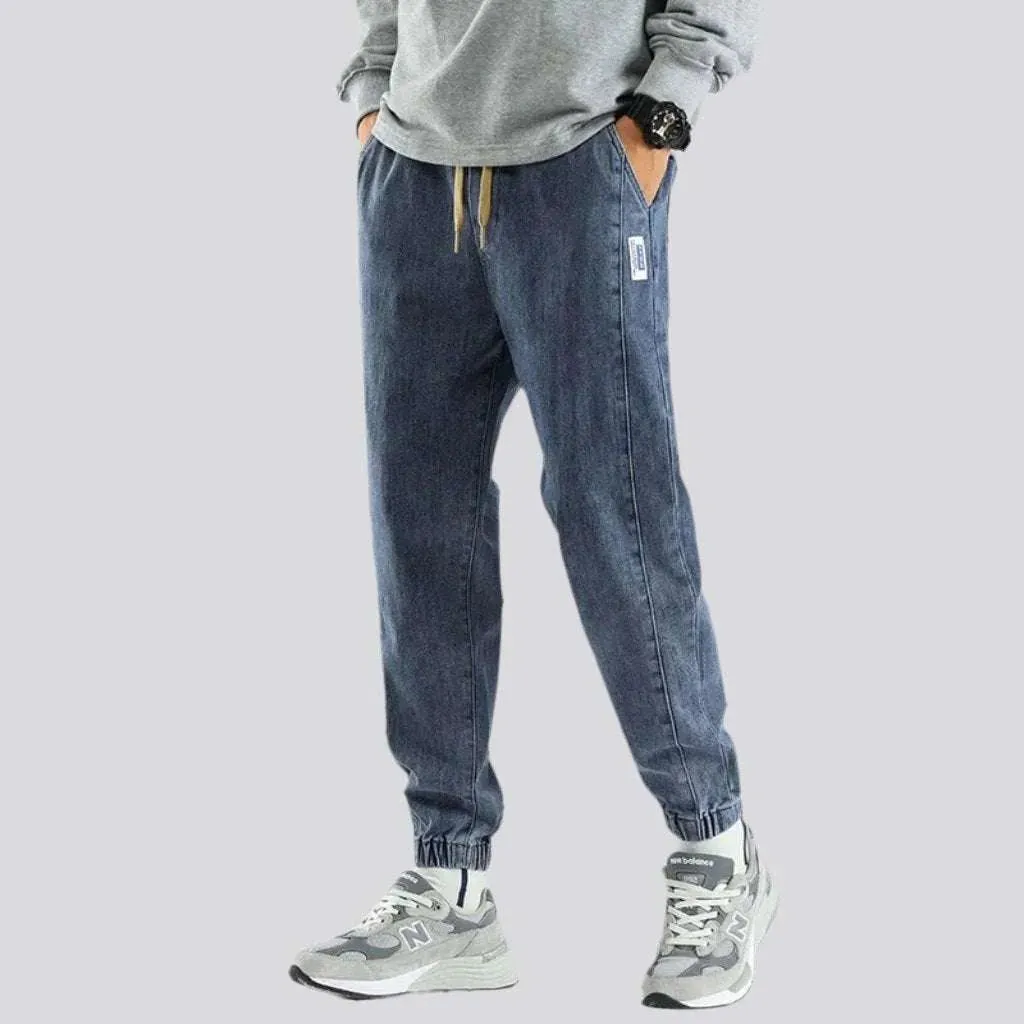 Rubber hem casual men's jean pants