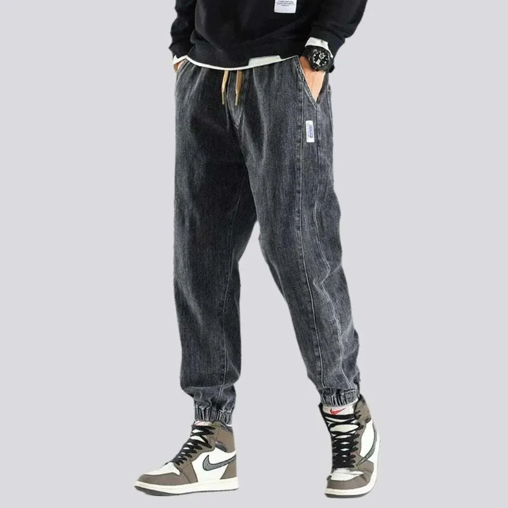 Rubber hem casual men's jean pants