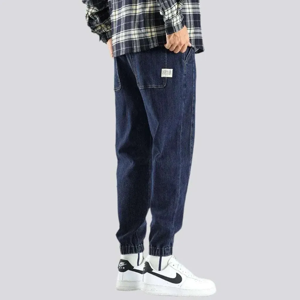 Rubber hem casual men's jean pants