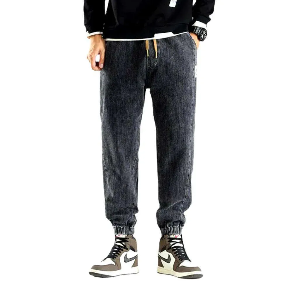 Rubber hem casual men's jean pants