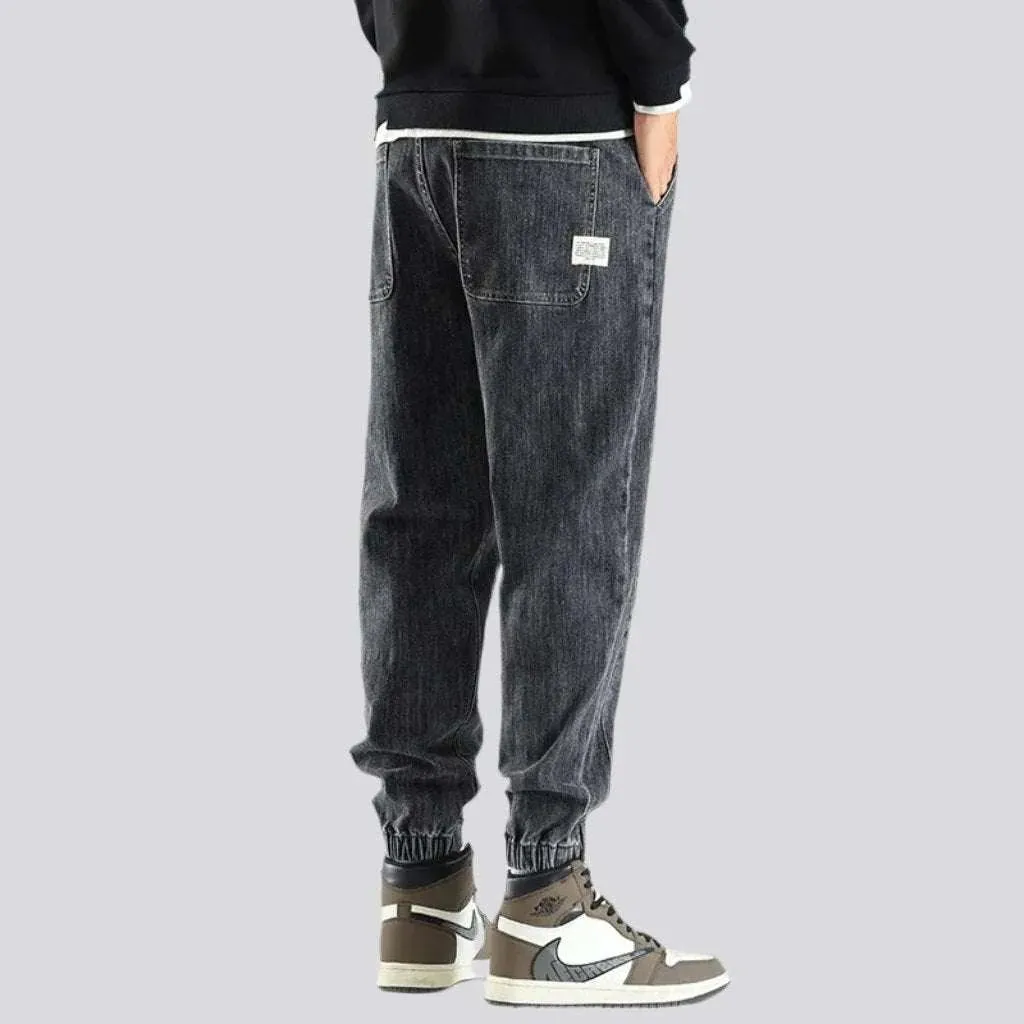 Rubber hem casual men's jean pants