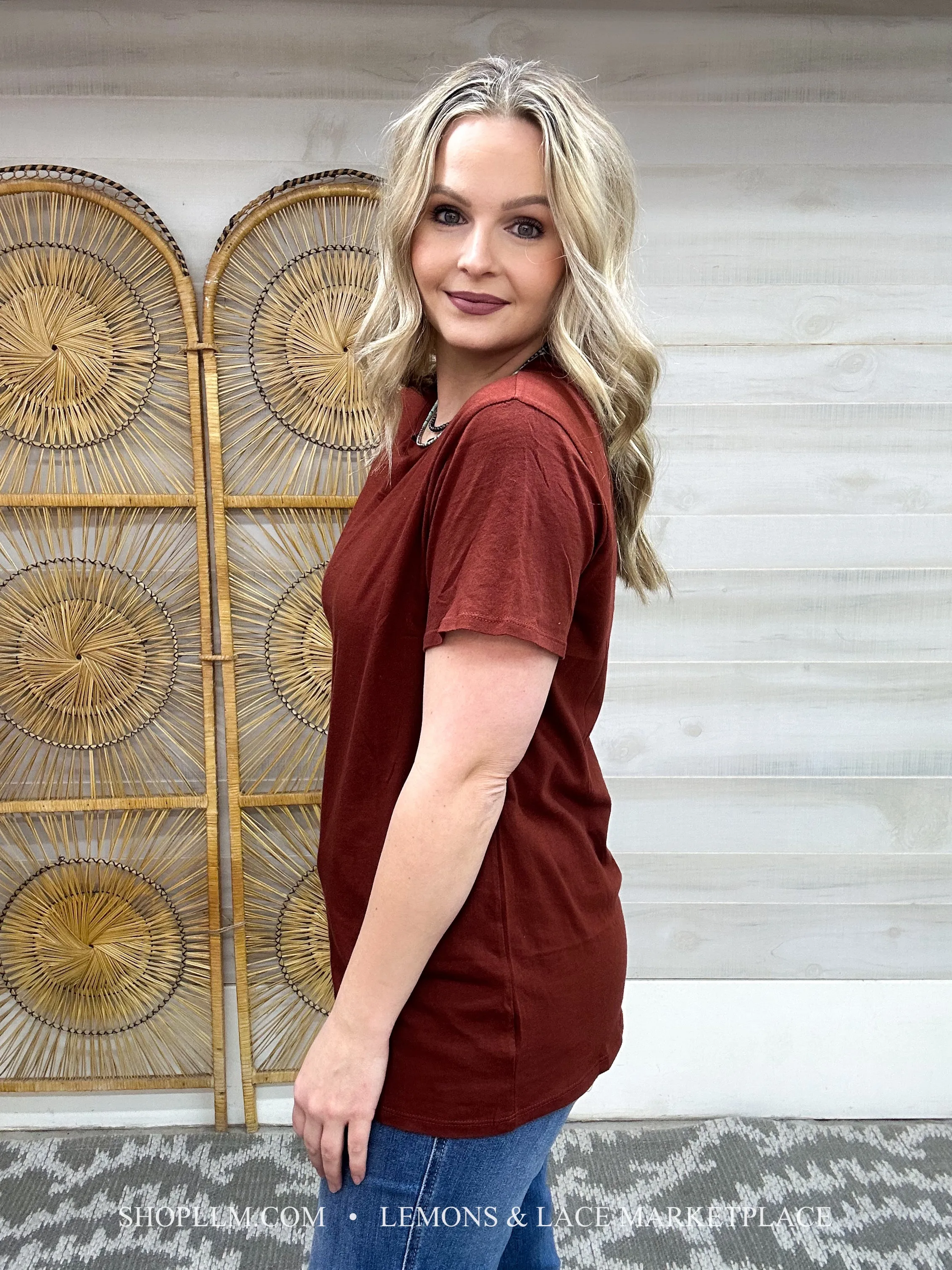 Rust Better Than Basic Boyfriend Tee Round Neck