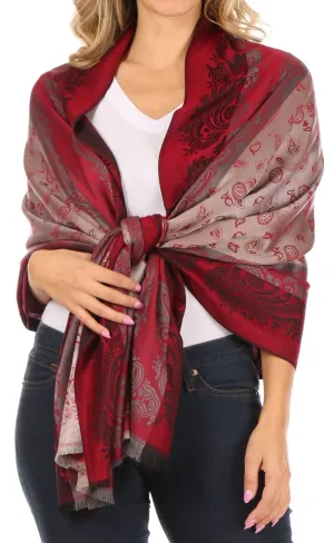 Sakkas Alessa Women's Silky Soft Reversible PaisleyPrint Pashmina Scarf Shawl Wrap